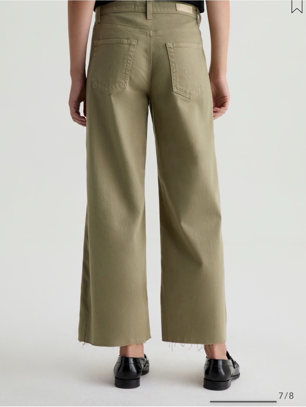 Ag Adriano Goldschmied Saige Wide Leg Cropped Jean High Rise Fit Dusty Sage - Picture 3 of 13
